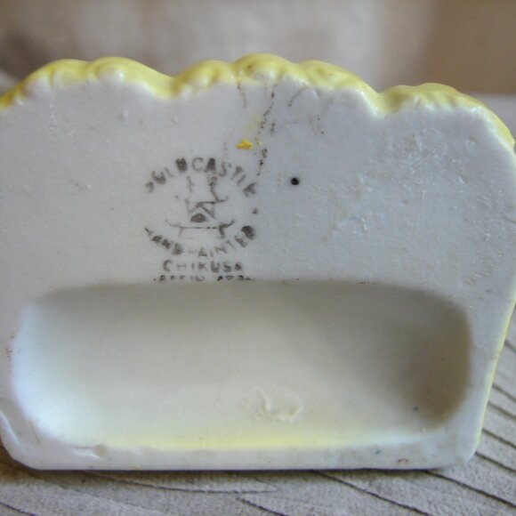 1920's Gold Castle Toothbrush Holder Yellow Lion/Dog, Chikusa Japan, Porcelain - Picture 11 of 12